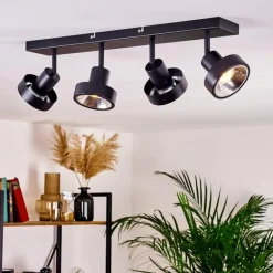 Plafonnier Chagres Noir, Argenté, 4 lumières