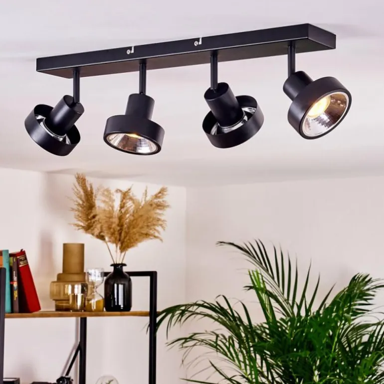 Plafonnier Chagres Noir, Argenté, 4 lumières