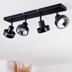 Plafonnier Chagres Noir, Argenté, 4 lumières