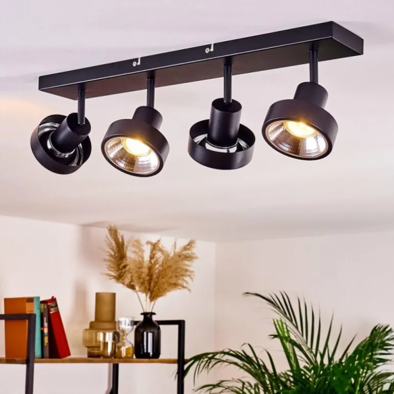 Plafonnier Chagres Noir, Argenté, 4 lumières