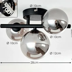 Plafonnier Chariton Noir, 3 lumières