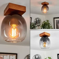 Plafonnier Chauplane Bois foncé, Noir, 1 lumière