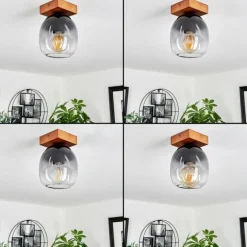 Plafonnier Chauplane Bois foncé, Noir, 1 lumière