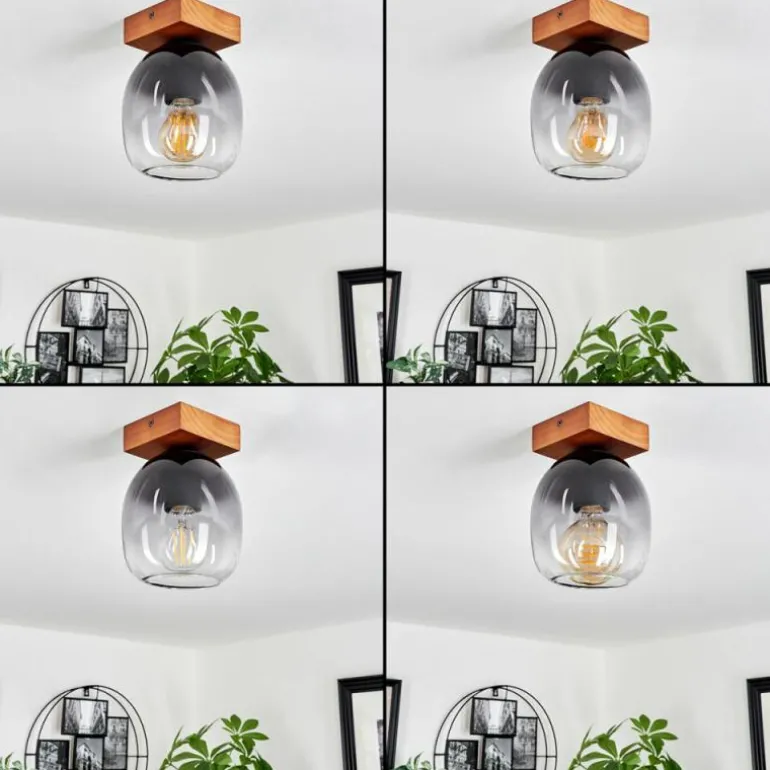 Plafonnier Chauplane Bois foncé, Noir, 1 lumière