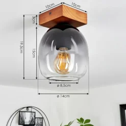 Plafonnier Chauplane Bois foncé, Noir, 1 lumière