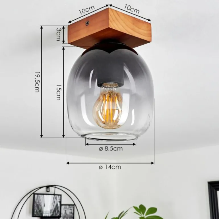 Plafonnier Chauplane Bois foncé, Noir, 1 lumière