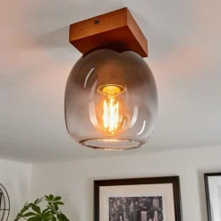 Plafonnier Chauplane Bois foncé, Noir, 1 lumière