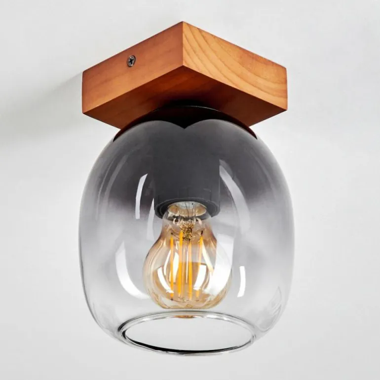 Plafonnier Chauplane Bois foncé, Noir, 1 lumière