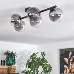 Plafonnier Chehalis Clair, Fumé, 5 lumières