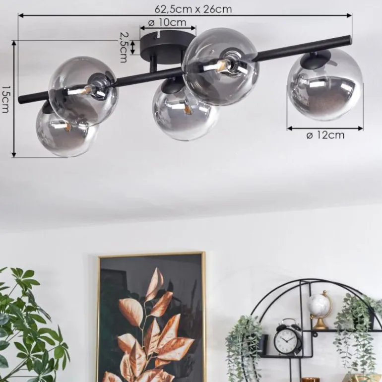 Plafonnier Chehalis Clair, Fumé, 5 lumières