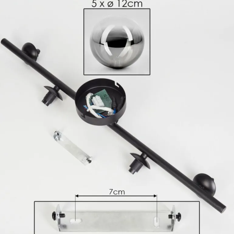 Plafonnier Chehalis Clair, Fumé, 5 lumières