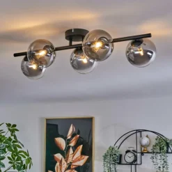 Plafonnier Chehalis Clair, Fumé, 5 lumières