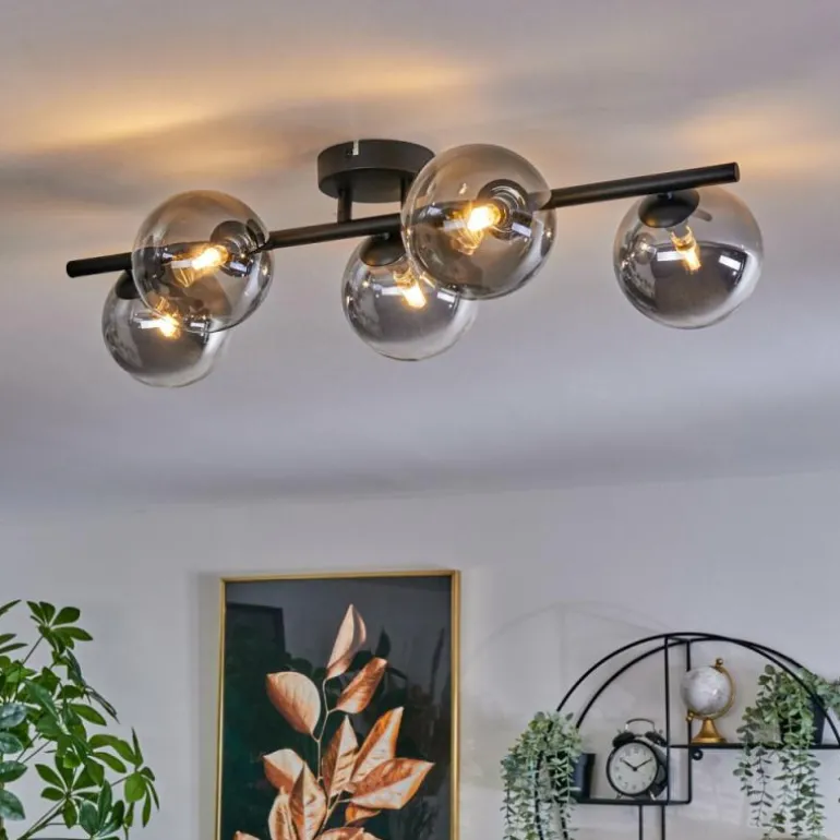 Plafonnier Chehalis Clair, Fumé, 5 lumières