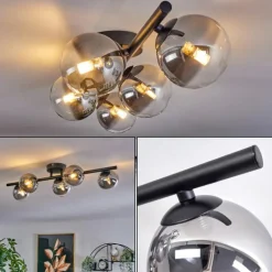 Plafonnier Chehalis Clair, Fumé, 5 lumières