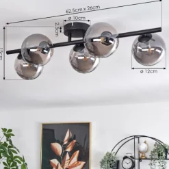 Plafonnier Chehalis Fumé, 5 lumières