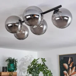 Plafonnier Chehalis Fumé, 5 lumières