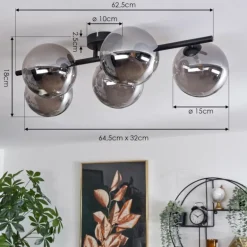 Plafonnier Chehalis Fumé, 5 lumières