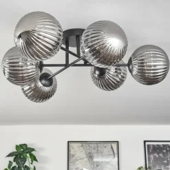 Plafonnier Chehalis Fumé, 6 lumières