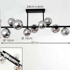 Plafonnier Chehalis LED Noir, 9 lumières