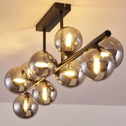 Plafonnier Chehalis LED Noir, 9 lumières