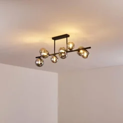 Plafonnier Chehalis LED Noir, 9 lumières