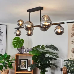 Plafonnier Chehalis LED Noir, 9 lumières