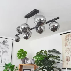 Plafonnier Chehalis LED Noir, 9 lumières