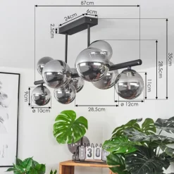 Plafonnier Chehalis LED Noir, 9 lumières