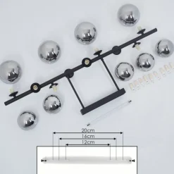 Plafonnier Chehalis LED Noir, 9 lumières