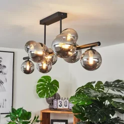 Plafonnier Chehalis LED Noir, 9 lumières