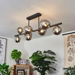 Plafonnier Chehalis LED Noir, 9 lumières