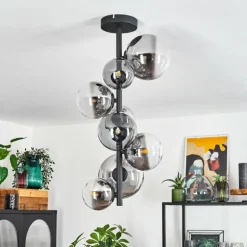 Plafonnier Chehalis Noir, 8 lumières