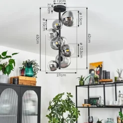 Plafonnier Chehalis Noir, 8 lumières