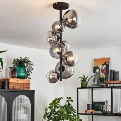 Plafonnier Chehalis Noir, 8 lumières