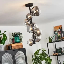 Plafonnier Chehalis Noir, 8 lumières