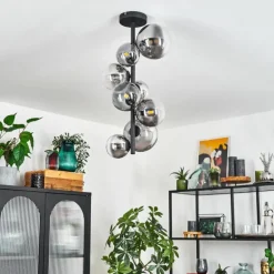 Plafonnier Chehalis Noir, 8 lumières