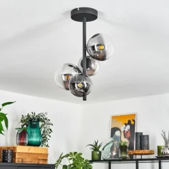Plafonnier Chehalis Noir, 4 lumières