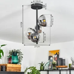 Plafonnier Chehalis Noir, 4 lumières