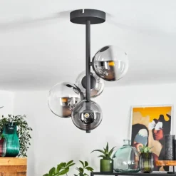 Plafonnier Chehalis Noir, 4 lumières