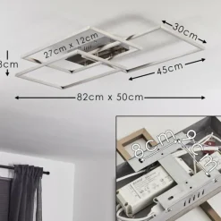 Plafonnier Cheka LED Aluminium, 3 lumières, Télécommandes