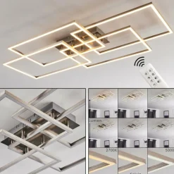 Plafonnier Cheka LED Aluminium, 4 lumières, Télécommandes