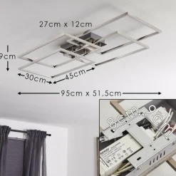 Plafonnier Cheka LED Aluminium, 4 lumières, Télécommandes
