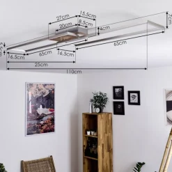 Plafonnier Cheka LED Brun, Nickel mat, 2 lumières, Télécommandes