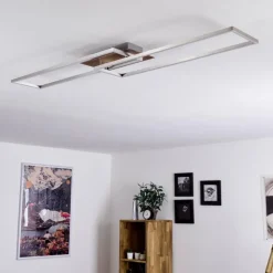 Plafonnier Cheka LED Brun, Nickel mat, 2 lumières, Télécommandes