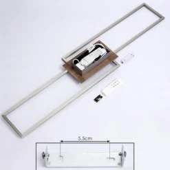 Plafonnier Cheka LED Brun, Nickel mat, 2 lumières, Télécommandes