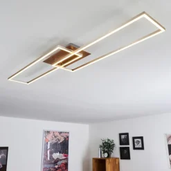 Plafonnier Cheka LED Brun, Nickel mat, 2 lumières, Télécommandes