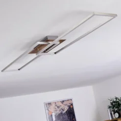 Plafonnier Cheka LED Brun, Nickel mat, 2 lumières, Télécommandes