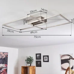Plafonnier Cheka LED Nickel mat, 2 lumières, Télécommandes