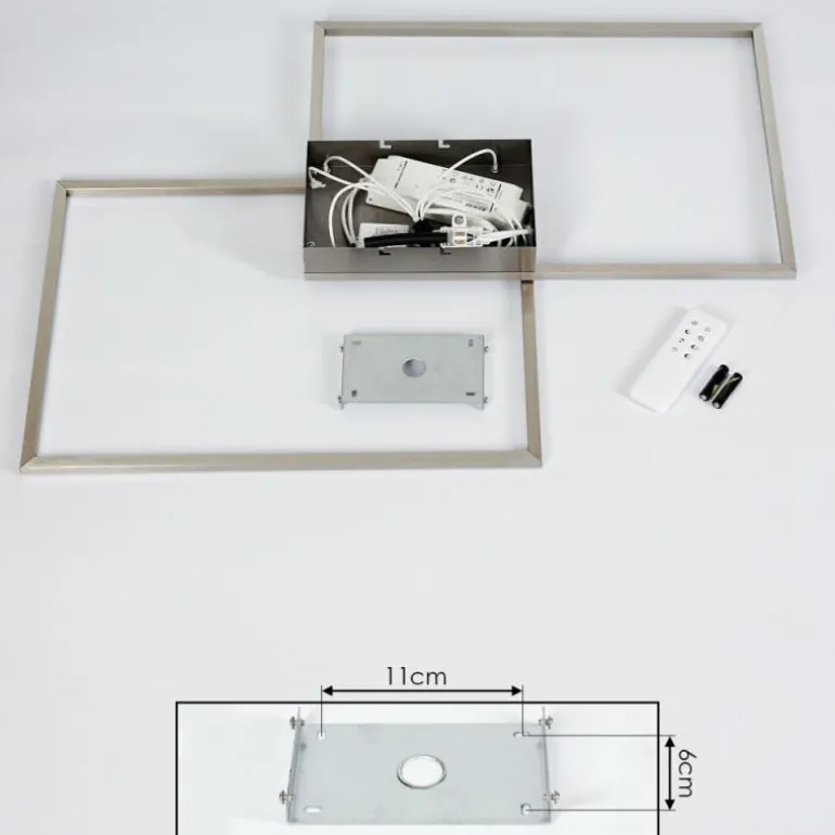 Plafonnier Cheka LED Nickel mat, 2 lumières, Télécommandes