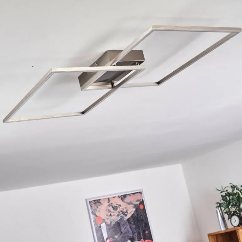 Plafonnier Cheka LED Nickel mat, 2 lumières, Télécommandes